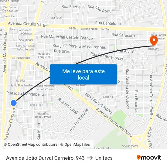 Avenida João Durval Carneiro, 943 to Unifacs map