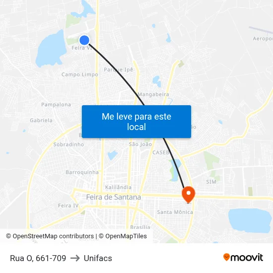 Rua O, 661-709 to Unifacs map