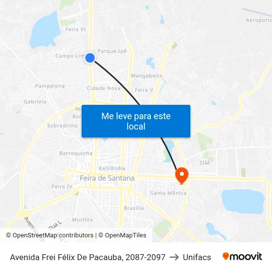 Avenida Frei Félix De Pacauba, 2087-2097 to Unifacs map