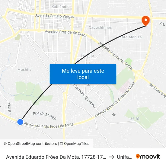 Avenida Eduardo Fróes Da Mota, 17728-17784 to Unifacs map
