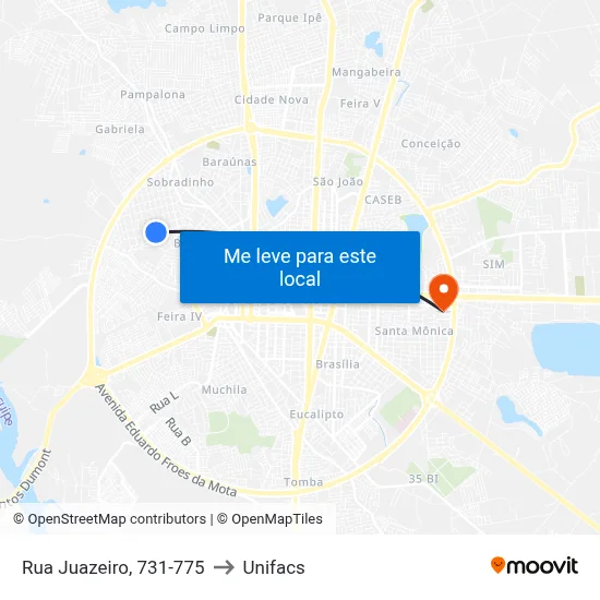 Rua Juazeiro, 731-775 to Unifacs map