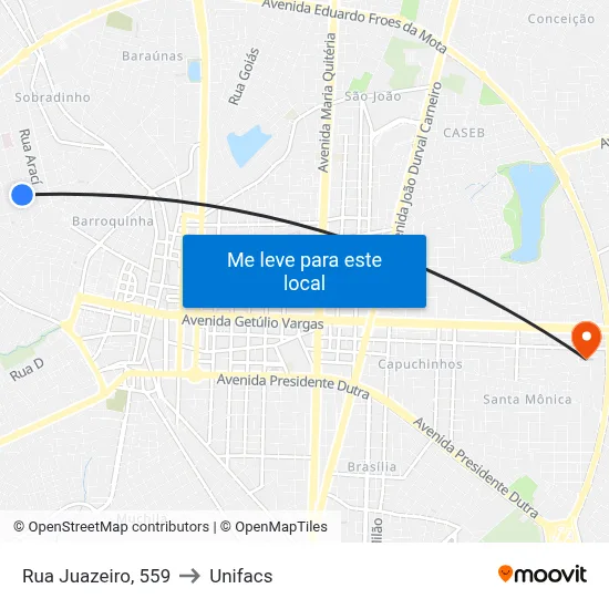 Rua Juazeiro, 559 to Unifacs map