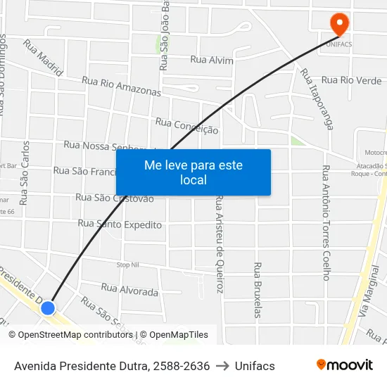 Avenida Presidente Dutra, 2588-2636 to Unifacs map