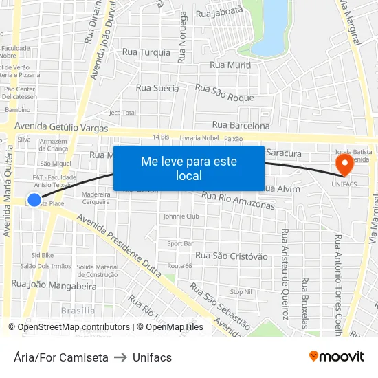 Ária/For Camiseta to Unifacs map