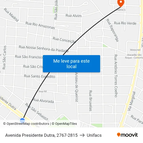 Avenida Presidente Dutra, 2767-2815 to Unifacs map