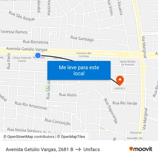 Avenida Getúlio Vargas, 2681 B to Unifacs map