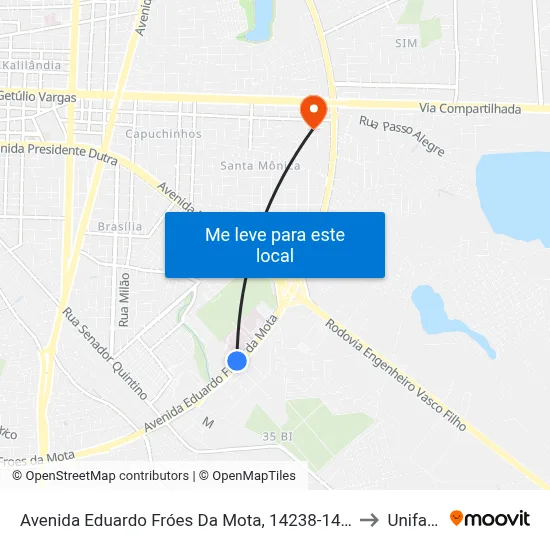 Avenida Eduardo Fróes Da Mota, 14238-14402 to Unifacs map