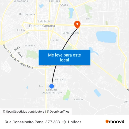 Rua Conselheiro Pena, 377-383 to Unifacs map