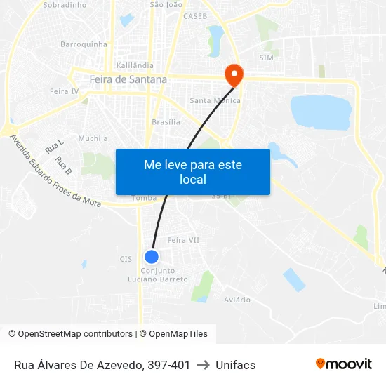 Rua Álvares De Azevedo, 397-401 to Unifacs map
