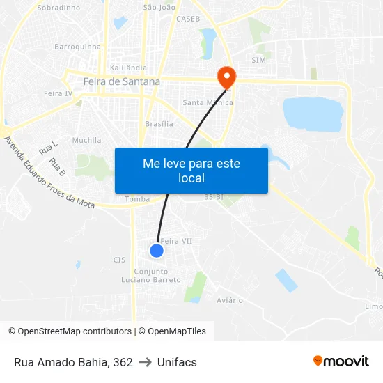 Rua Amado Bahia, 362 to Unifacs map