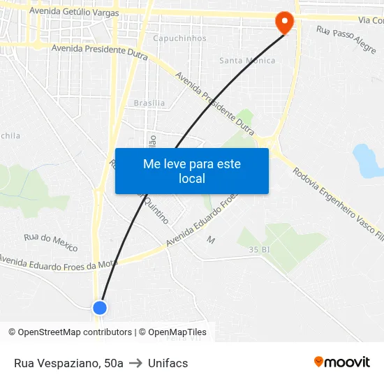 Rua Vespaziano, 50a to Unifacs map