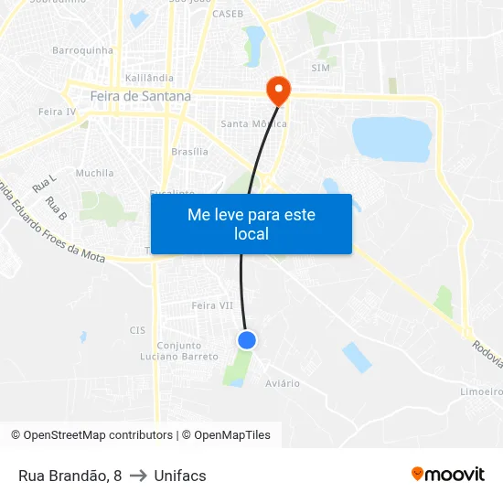 Rua Brandão, 8 to Unifacs map