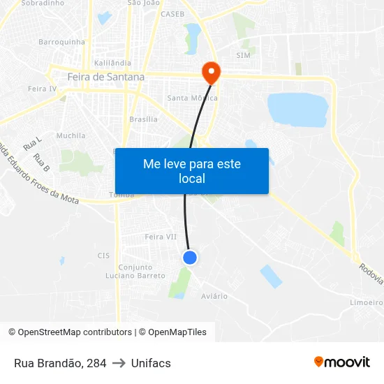 Rua Brandão, 284 to Unifacs map