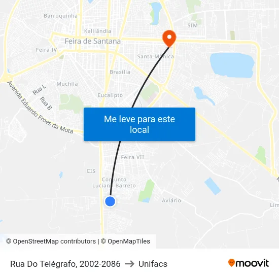 Rua Do Telégrafo, 2002-2086 to Unifacs map