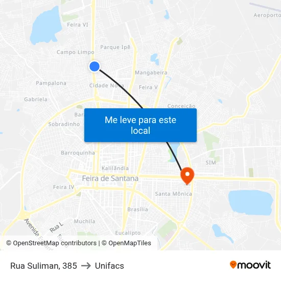 Rua Suliman, 385 to Unifacs map