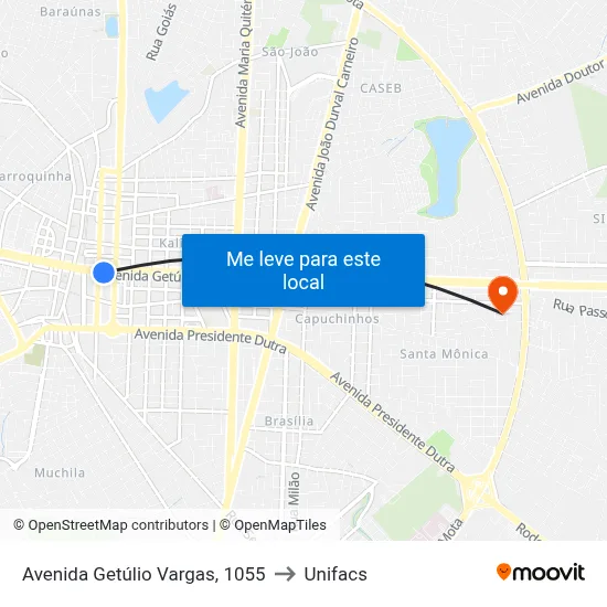 Avenida Getúlio Vargas, 1055 to Unifacs map