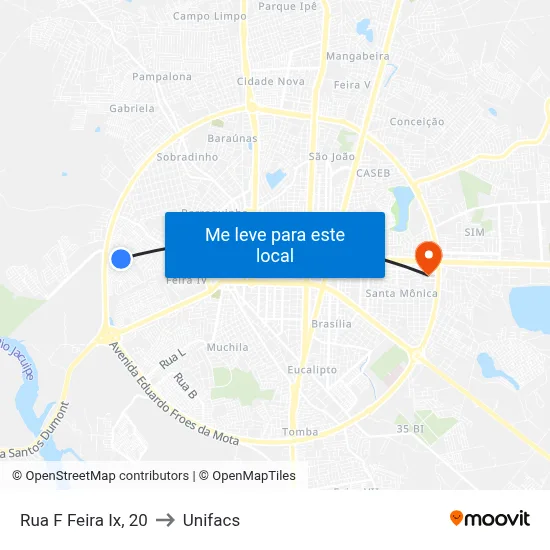 Rua F Feira Ix, 20 to Unifacs map