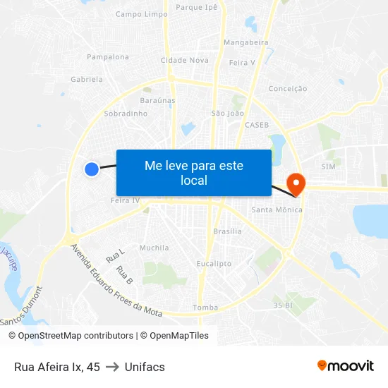 Rua Afeira Ix, 45 to Unifacs map
