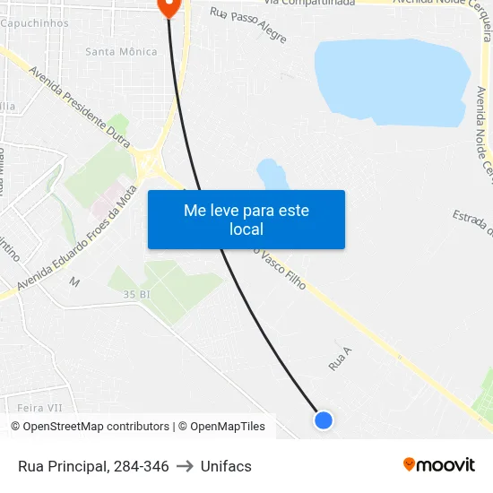 Rua Principal, 284-346 to Unifacs map