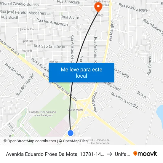 Avenida Eduardo Fróes Da Mota, 13781-14221 to Unifacs map