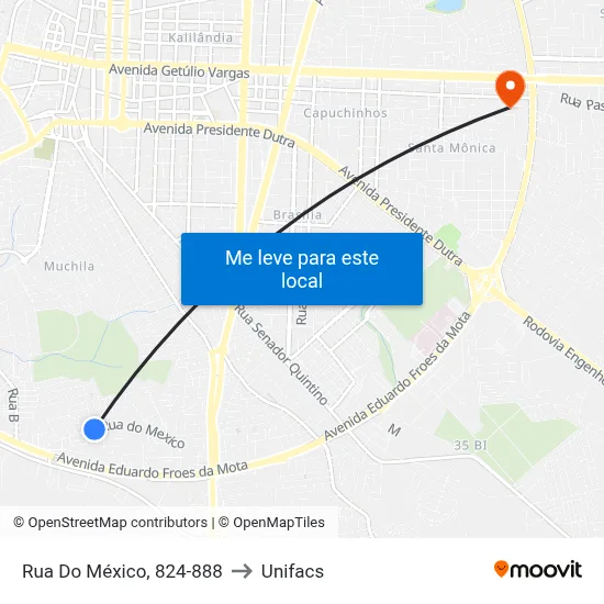 Rua Do México, 824-888 to Unifacs map