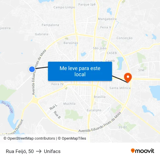 Rua Feijó, 50 to Unifacs map