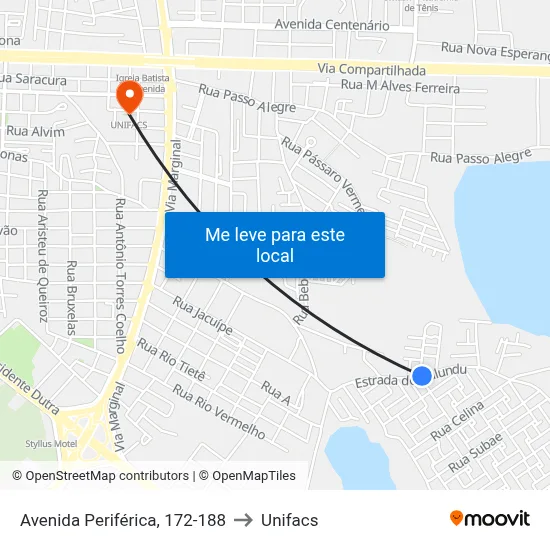 Avenida Periférica, 172-188 to Unifacs map