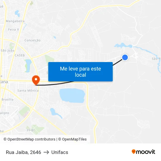 Rua Jaiba, 2646 to Unifacs map