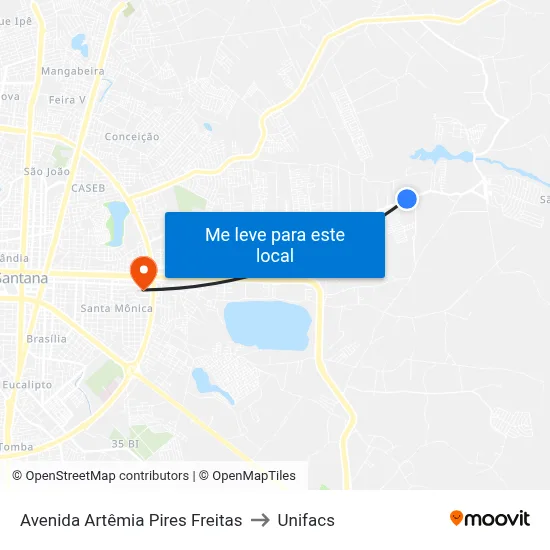 Avenida Artêmia Pires Freitas to Unifacs map