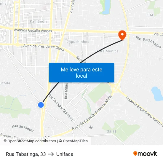 Rua Tabatinga, 33 to Unifacs map