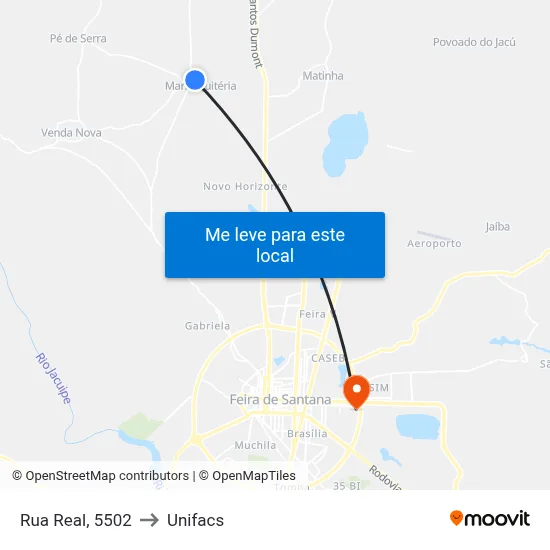 Rua Real, 5502 to Unifacs map