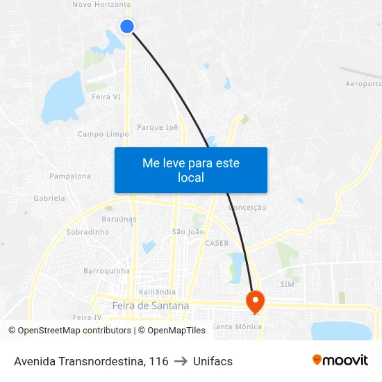 Avenida Transnordestina, 116 to Unifacs map