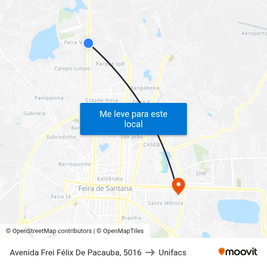 Avenida Frei Félix De Pacauba, 5016 to Unifacs map