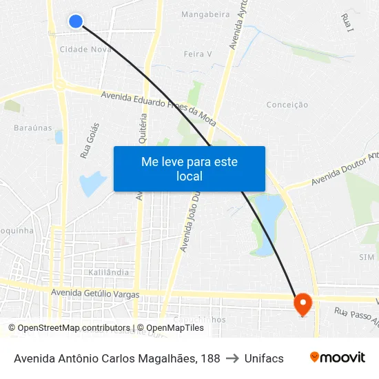 Avenida Antônio Carlos Magalhães, 188 to Unifacs map