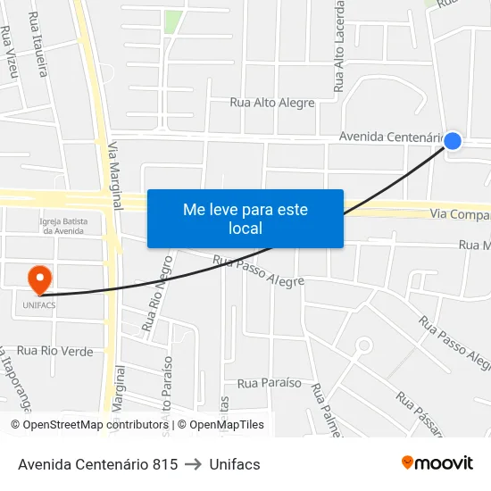 Avenida Centenário 815 to Unifacs map