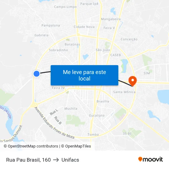 Rua Pau Brasil, 160 to Unifacs map