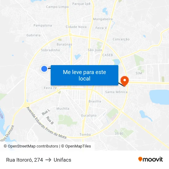 Rua Itororó, 274 to Unifacs map