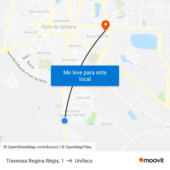 Travessa Regina Régis, 1 to Unifacs map