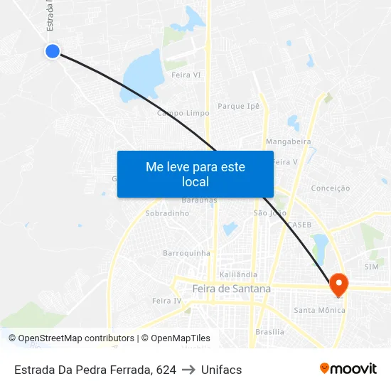 Estrada Da Pedra Ferrada, 624 to Unifacs map