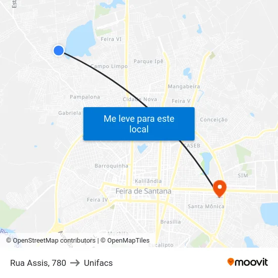 Rua Assis, 780 to Unifacs map