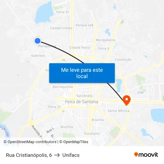 Rua Cristianópolis, 6 to Unifacs map