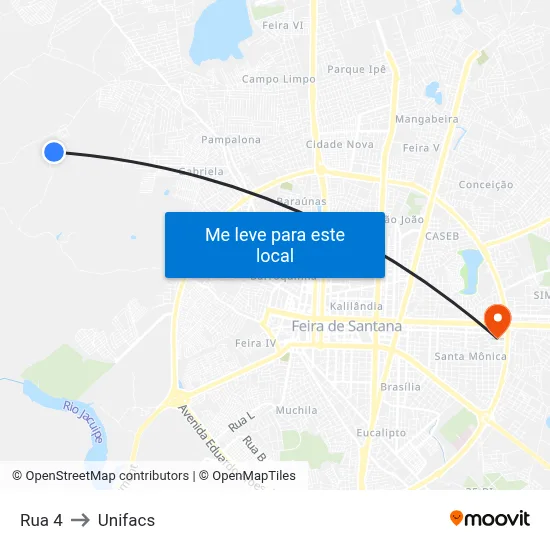 Rua 4 to Unifacs map