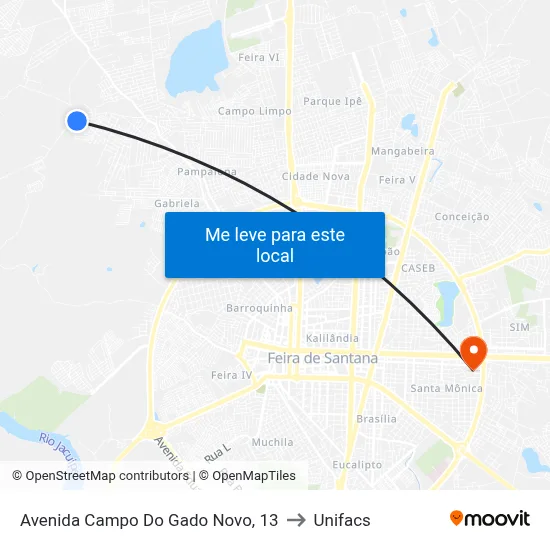Avenida Campo Do Gado Novo, 13 to Unifacs map