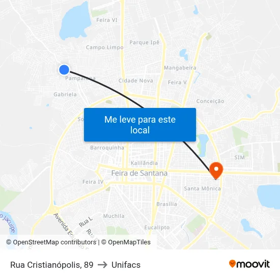 Rua Cristianópolis, 89 to Unifacs map
