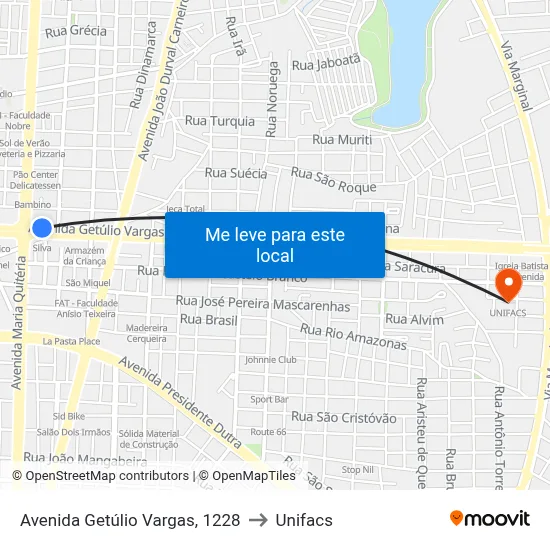 Avenida Getúlio Vargas, 1228 to Unifacs map