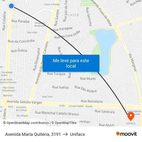 Avenida Maria Quitéria, 3191 to Unifacs map