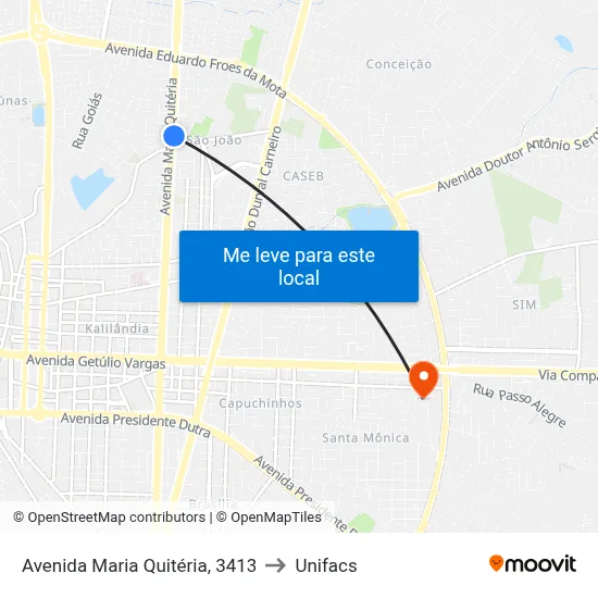 Avenida Maria Quitéria, 3413 to Unifacs map
