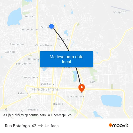 Rua Botafogo, 42 to Unifacs map