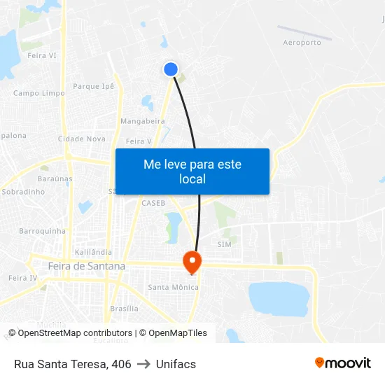 Rua Santa Teresa, 406 to Unifacs map