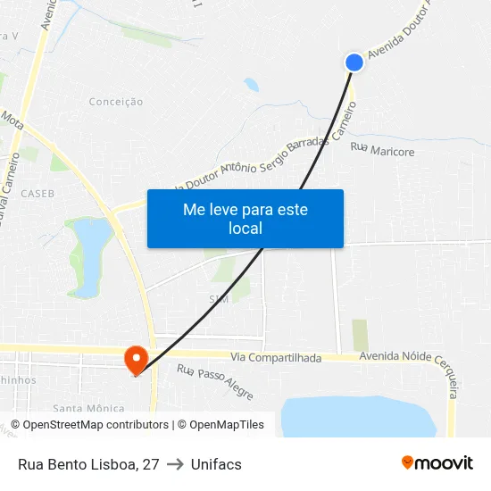 Rua Bento Lisboa, 27 to Unifacs map